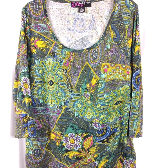 Peck & Peck Tops - Peck & Peck multi green tunic